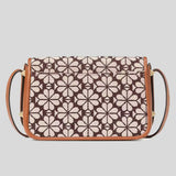 KATE SPADE Spade Flower Jacquard Small Flap Crossbody Bag Burgundy Multi KI453