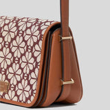 KATE SPADE Spade Flower Jacquard Small Flap Crossbody Bag Burgundy Multi KI453