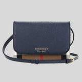 BURBERRY Hampshire House Check Crossbody Bag Ink Blue 8046317