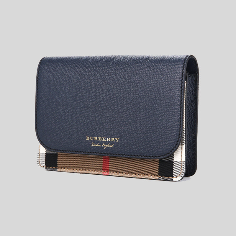 BURBERRY Hampshire House Check Crossbody Bag Ink Blue 8046317