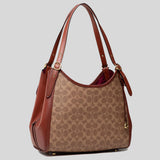 COACH Coated Canvas Signature Lori Shoulder Bag Tan/Rust C4825