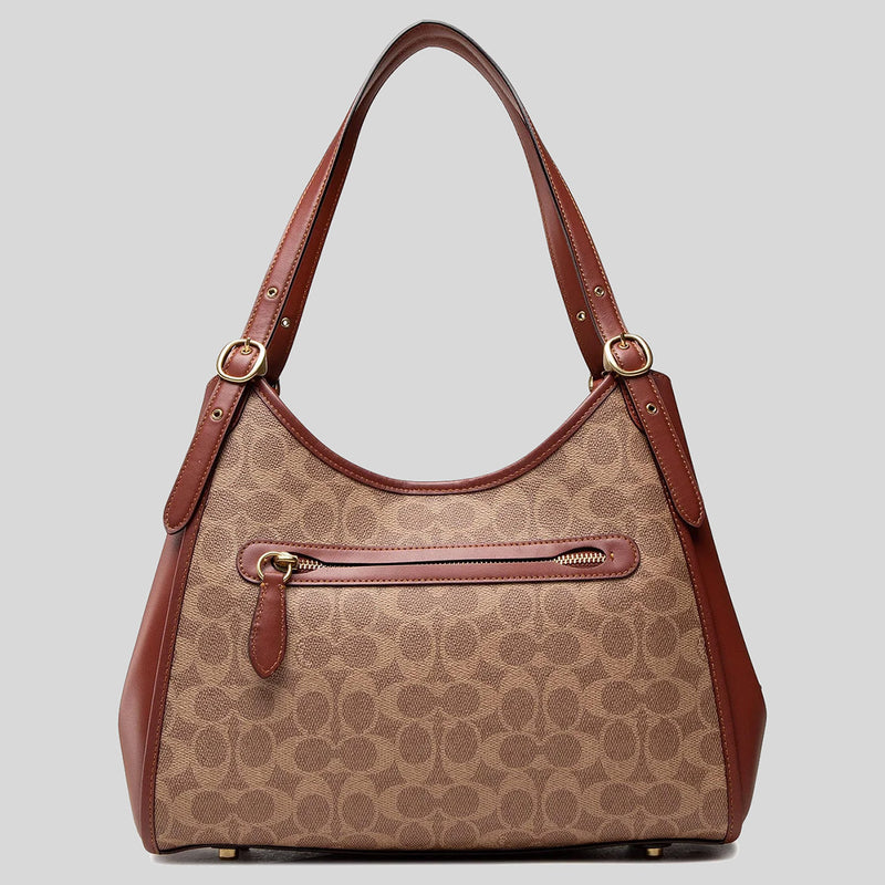 COACH Coated Canvas Signature Lori Shoulder Bag Tan/Rust C4825