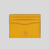 COACH Pebble Leather Flat Card Case Yellow CC129 lussocitta losso citta