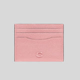 COACH Pebble Leather Flat Card Case Bubblegum CC129