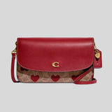 COACH Hayden Crossbody In Signature Canvas With Heart Print Tan Red Apple CF263 lussocitta lusso citta