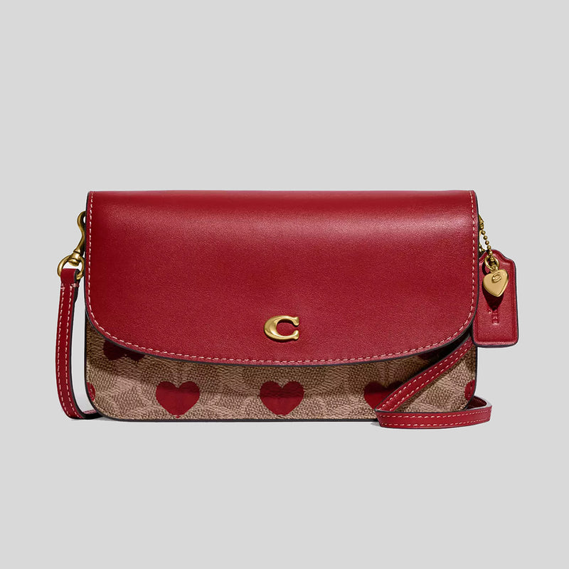 COACH Hayden Crossbody In Signature Canvas With Heart Print Tan Red Apple CF263 lussocitta lusso citta