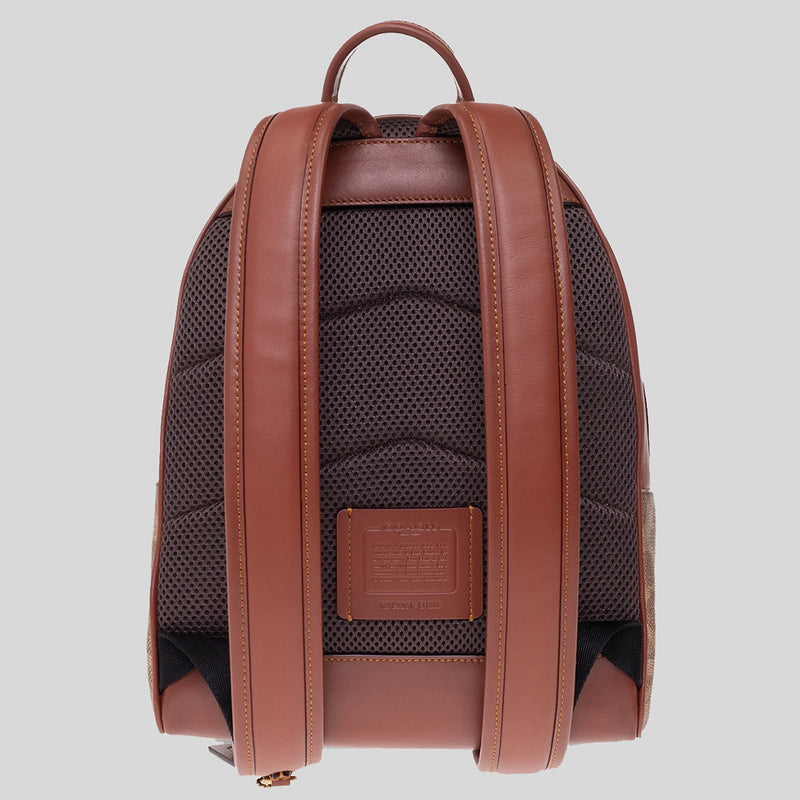 COACH Charter Backpack 24 In Signature Canvas Tan/Rust CH835