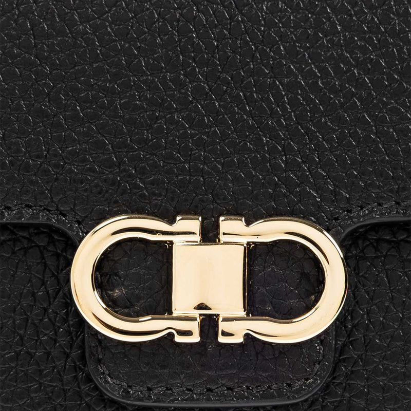 FERRAGAMO Gancini Compact Wallet Black 785777
