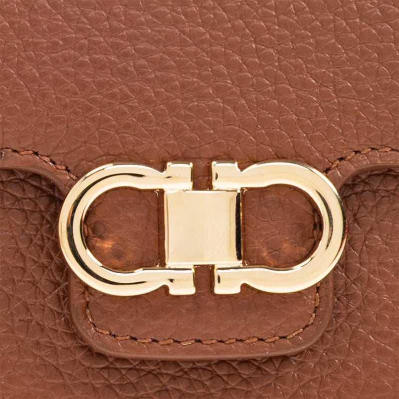 FERRAGAMO Gancini Compact Wallet Cognac 785779