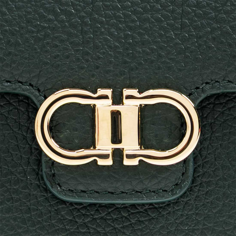 FERRAGAMO Gancini Compact Wallet Moss Green 785781