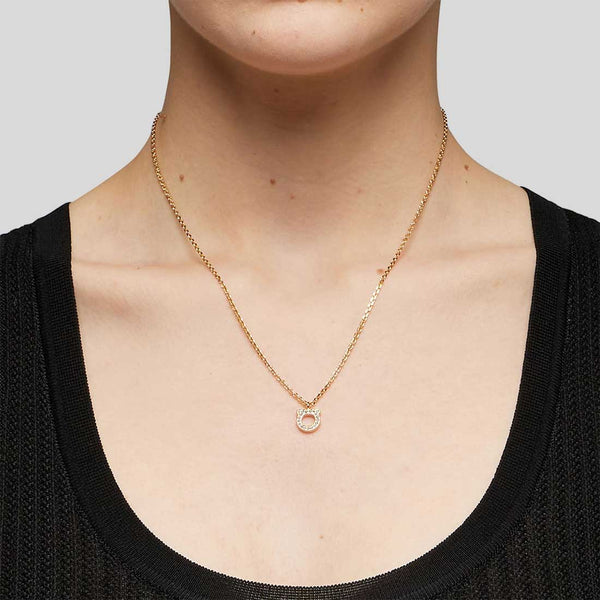 FERRAGAMO Crystals Necklace Gold Color 696654