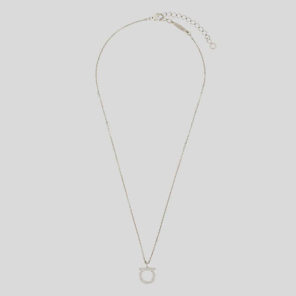 FERRAGAMO Crystals Necklace Silver Color 696655