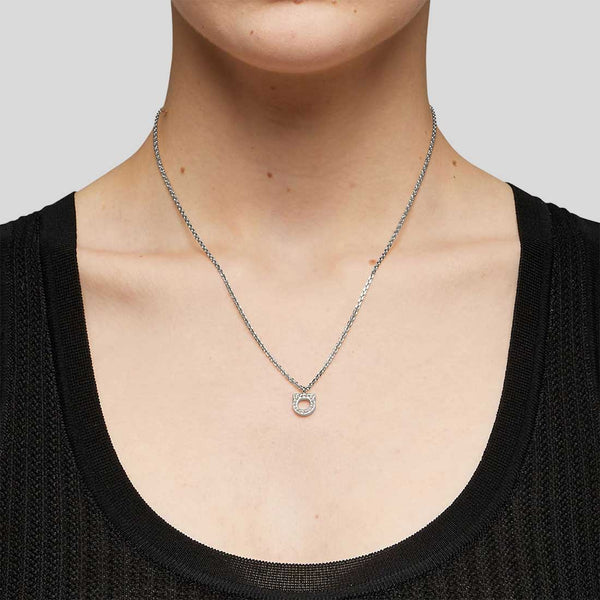 FERRAGAMO Crystals Necklace Silver Color 696655