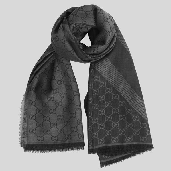 GUCCI Signature Logo GGWEB Scarf/Wrap Dark Grey/Black 281942