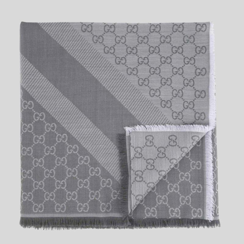 GUCCI Signature Logo GGWEB Scarf/Wrap Light Grey 281942