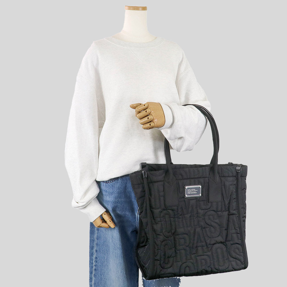 MARC JACOBS Large Quilted Logo Nylon Tote Azure Blue