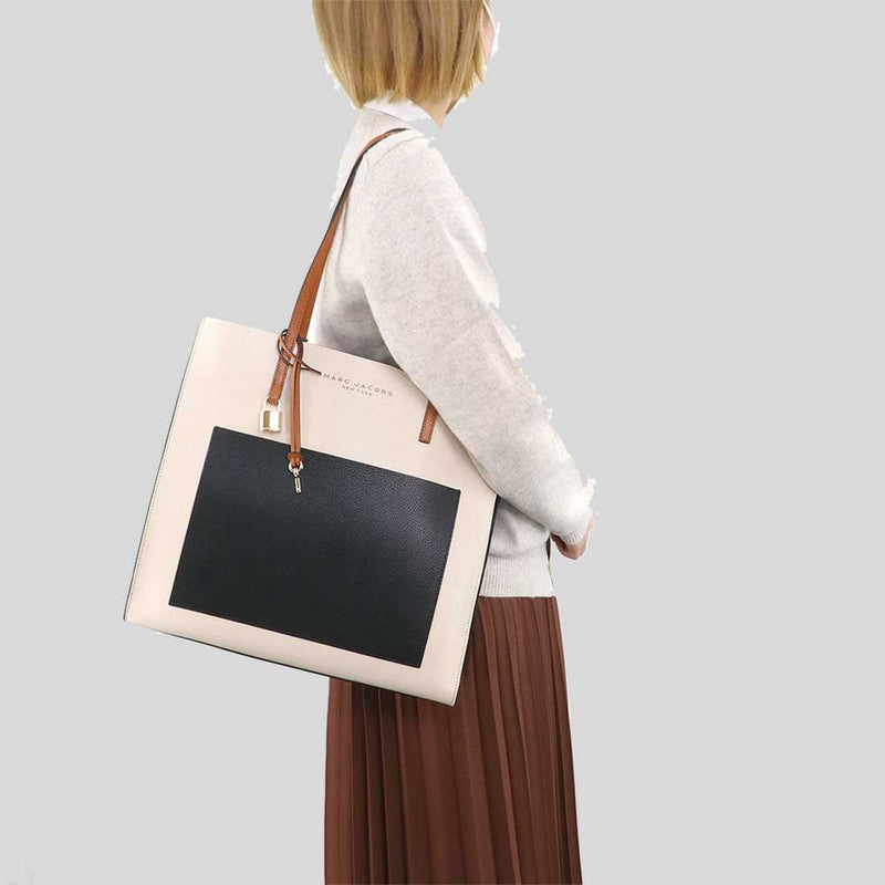 MARC JACOBS Grind Colorblocked Tote Sand Shell Multi M0016131