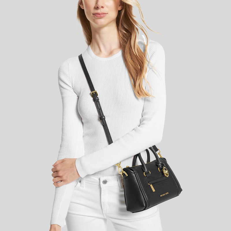 MICHAEL KORS Carine Extra-Small Pebbled Leather Satchel Black 35F2GCCC5L
