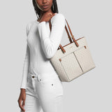 MICHAEL KORS Jet Set Medium Logo Pocket Tote Bag Vanilla 35F3GTVT3B