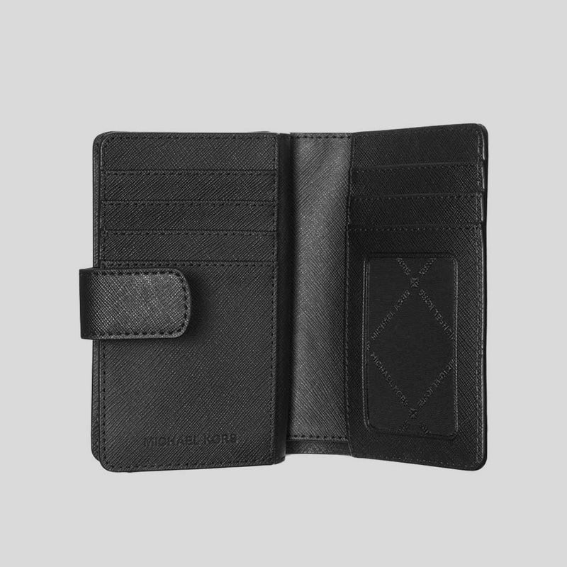 MICHAEL KORS Medium Crossgrain Leather Wallet Black 35F7GTVF2L
