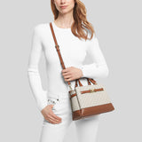 MICHAEL KORS Reed Small Logo Canvas Belted Satchel Vanilla 35S3G6RS1B