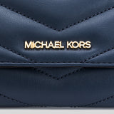 MICHAEL KORS Jet Set Travel Soft Quilted Leather Large Trifold Wallet Navy 35R4GTVF9V