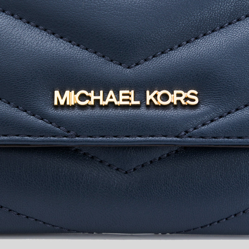 MICHAEL KORS Jet Set Travel Soft Quilted Leather Large Trifold Wallet Navy 35R4GTVF9V