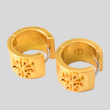 TORY BURCH Britten Huggie Hoop With Double T Logo Rolled Brass 134832