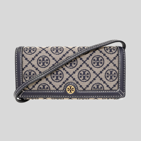 Tory Burch T Monogram Jacquard Wallet Crossbody Tory Navy 135846 lussocitta lusso città