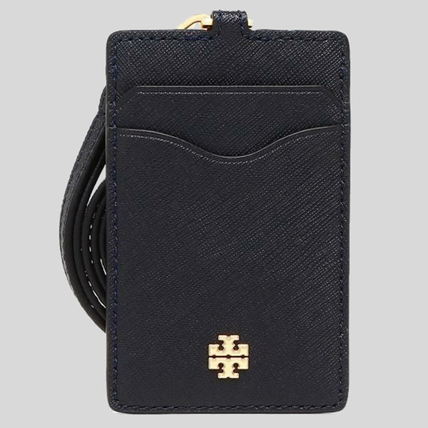 Tory Burch Emerson Leather ID Lanyard With Keyring Black 136584 – LussoCitta