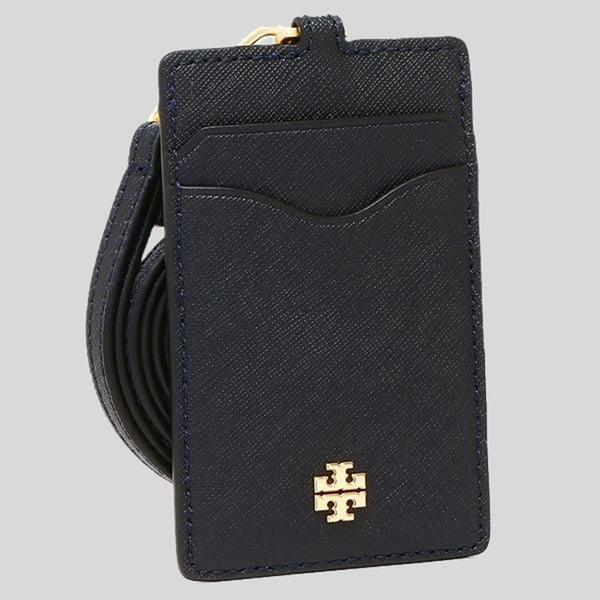 Tory Burch Emerson Leather ID Lanyard With Keyring Tory Navy 136584