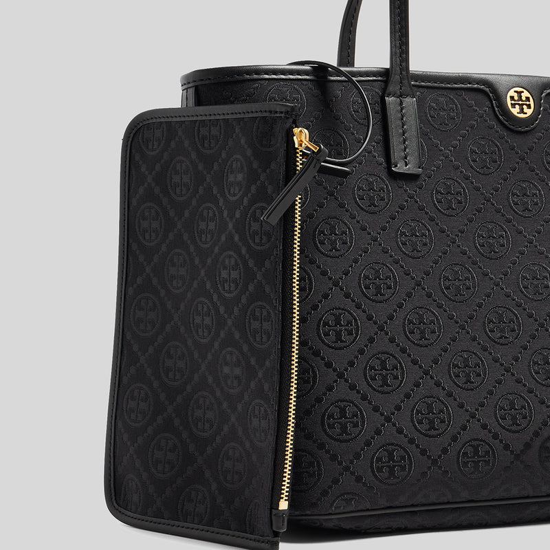 Tory Burch Small T Monogram Zip Tote Black 152135