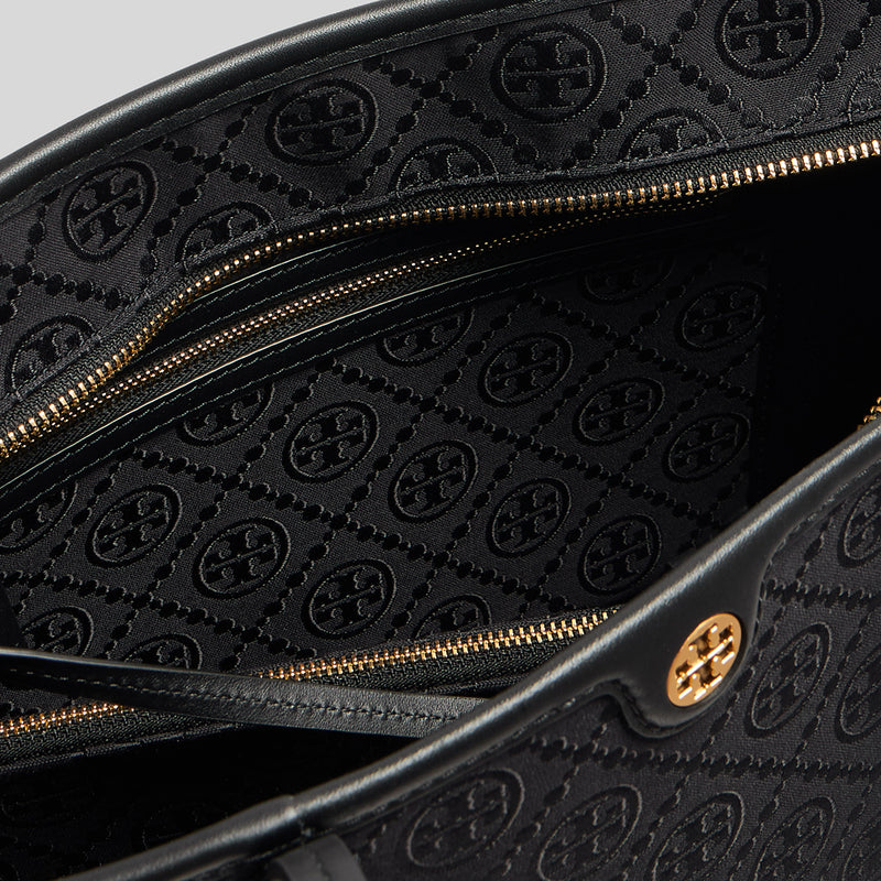 Tory Burch Small T Monogram Zip Tote Black 152135