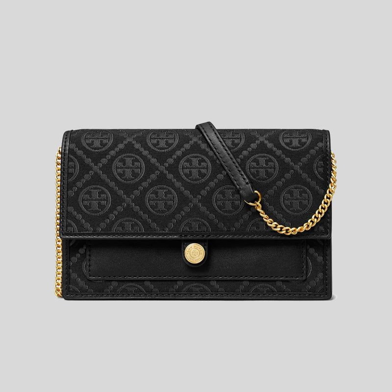 TORY BURCH T Monogram Chain Wallet Black 152140