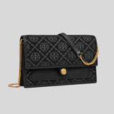 TORY BURCH T Monogram Chain Wallet Black 152140