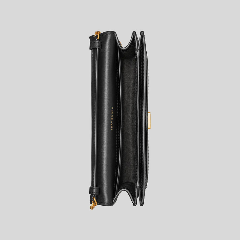 TORY BURCH T Monogram Chain Wallet Black 152140