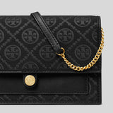 TORY BURCH T Monogram Chain Wallet Black 152140
