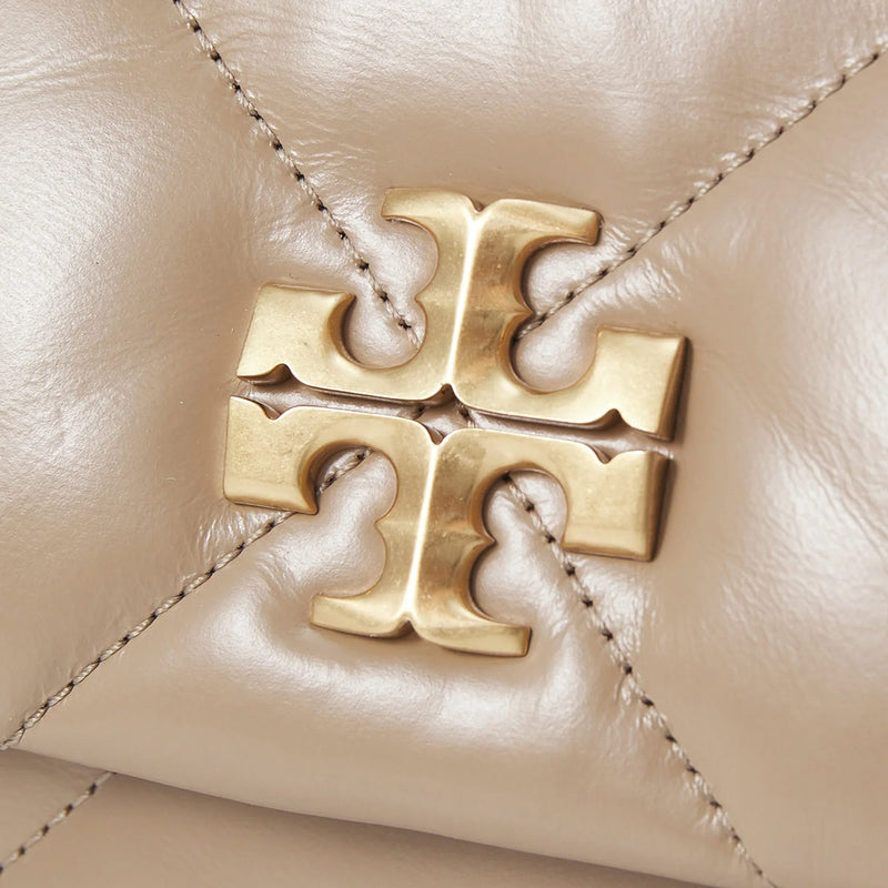 TORY BURCH Small Kira Diamond Quilt Convertible Shoulder Bag Taupe Oak 154706