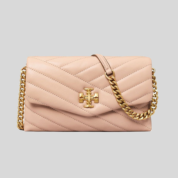 TORY BURCH Kira Chevron Chain Wallet Devon Sand 90343 lussocitta lusso citta