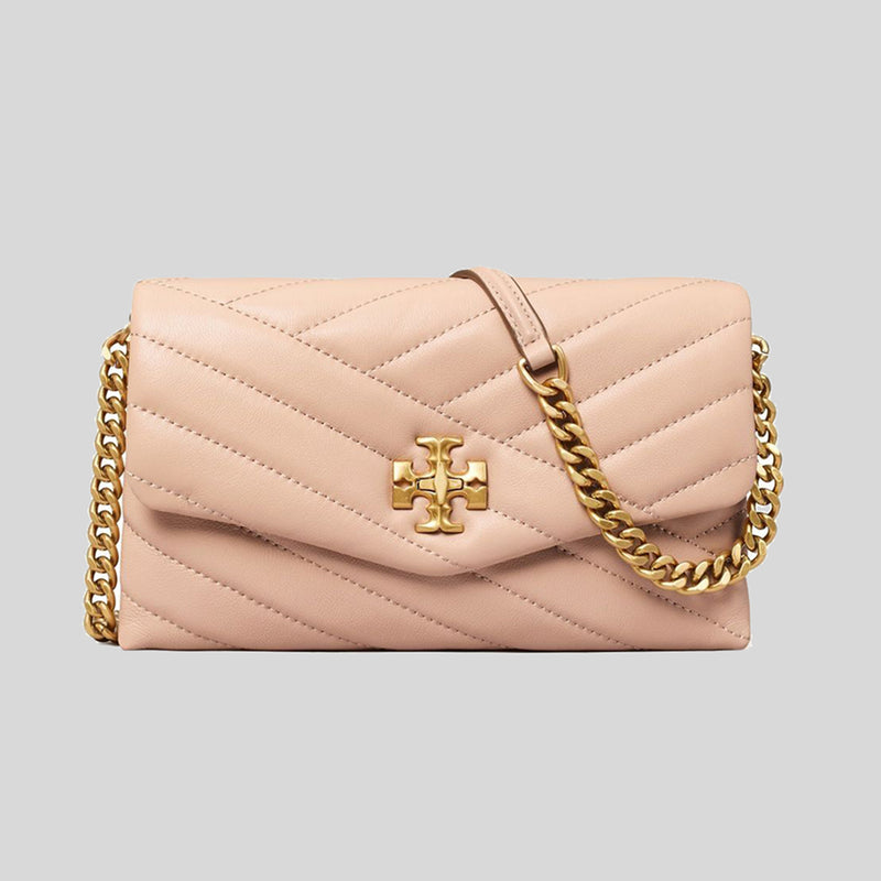 TORY BURCH Kira Chevron Chain Wallet Devon Sand 90343 lussocitta lusso citta