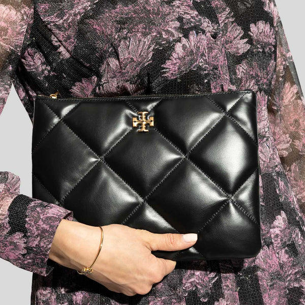 TORY BURCH Kira Diamond Quilt Pouch Black 162144