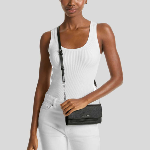 MICHAEL KORS Jet Set Large Saffiano Leather 2-in-1 Convertible Crossbody Bag Black 32S5SJ6C6L