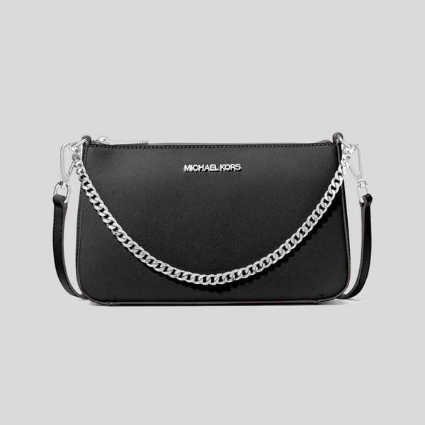 MICHAEL KORS Jet Set Medium Saffiano Leather Crossbody Bag Black 35S0STVU6L
