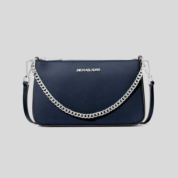 MICHAEL KORS Jet Set Medium Saffiano Leather Crossbody Bag Navy 35S0STVU6L