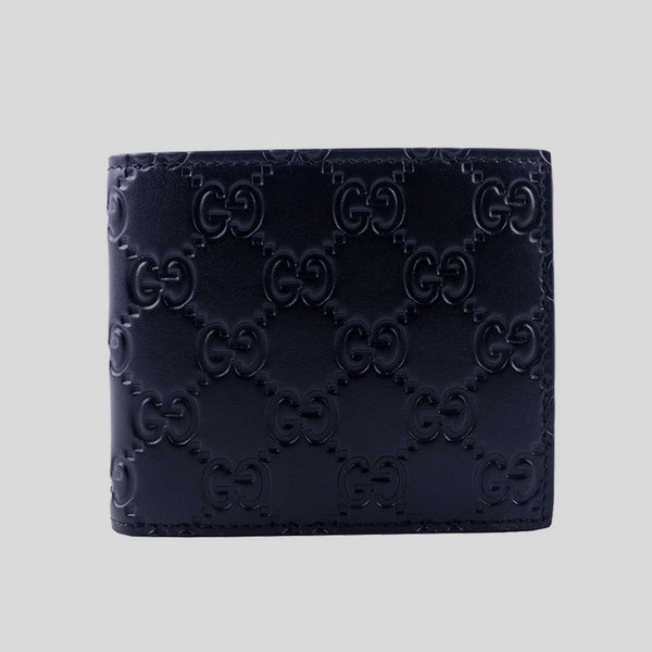 GUCCI Men's Signature GG Leather Bifold Wallet Navy 779836