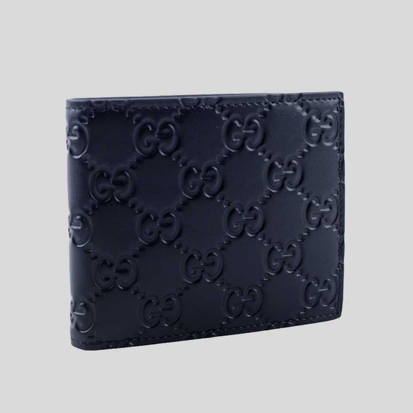 GUCCI Men's Signature GG Leather Bifold Wallet Navy 779836