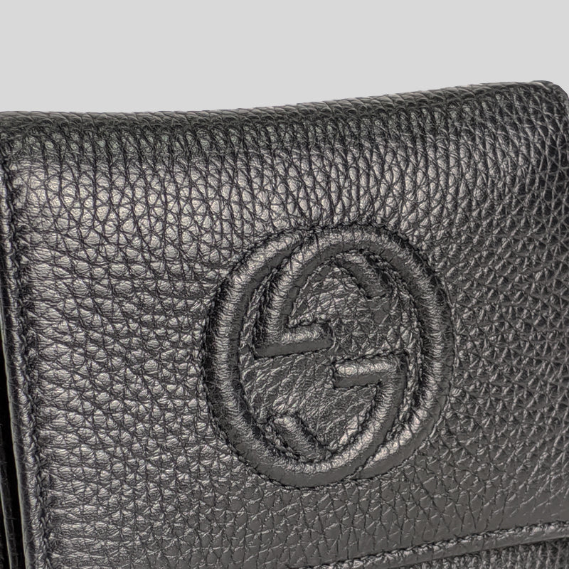 Gucci Soho Small Leather Trifold Wallet Black 598207 – LussoCitta