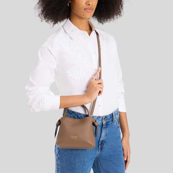 KATE SPADE Knott Mini Crossbody Tote Warm Acorn KD067