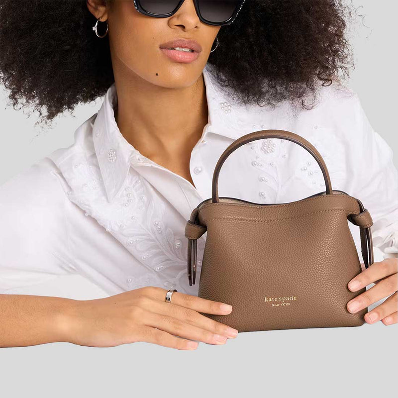 KATE SPADE Knott Mini Crossbody Tote Warm Acorn KD067