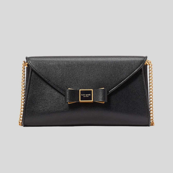 KATE SPADE Morgan Bow Embellished Envelope Flap Crossbody Bag Black KF927